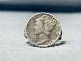 Unique Very Old Vintage Native American Navajo Sterling Silver Dime Ring-Nativo Arts