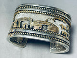 100 Grams Native American Navajo Hogan Gold Sterling Silver Wide Bracelet Cuff-Nativo Arts