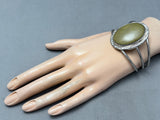One Of The Most Uique Vintage Olive Agate Sterling Silver Bracelet-Nativo Arts