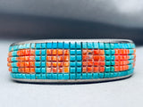 One Of The Most Intricate Ever 7 Inch Wrist Turquoise Inlay Bracelet-Nativo Arts