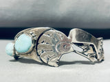 Dry Creek Turquoise!! Vintage Native American Navajo Kokopelli Sterling Silver Bracelet-Nativo Arts
