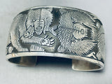 Symbolic Powerful Bears Vintage Native American Navajo Sterling Silver Bracelet-Nativo Arts