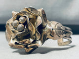 3d Rose!! Vintage Southwest Sterling Silver Bracelet Cuff Old-Nativo Arts