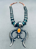 One Of The Most Unique Vintage Native American Navajo Turquoise Sterling Silver Naja Necklace-Nativo Arts