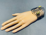 One Of A Kind Vintage Native American Navajo Gaspeite Sterling Silver Bracelet-Nativo Arts