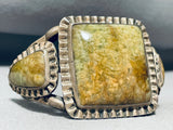Very Early Huge Vintage Native American Navajo Olive Green Turquoise Sterling Silver Bracelet-Nativo Arts