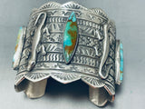 Hypnotic Native American Navajo 3 Royston Turquoise 2 Silver Gekkos Colossal Bracelet-Nativo Arts