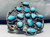 Artist Bill Signed Huge Vintage Native American Navajo Turquoise Sterling Silver Bracelet-Nativo Arts