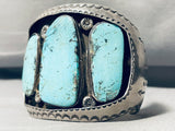 One Of The Best Vintage Native American Navajo Blue Diamond Turquoise Sterling Silver Bracelet-Nativo Arts