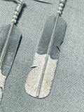Excellent Vintage Native American Navajo Sterling Silver Feather Earrings-Nativo Arts