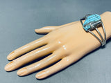 Mind Boggling Turquoise Horse Vintage Sterling Silver Inlay Bracelet Cuff-Nativo Arts