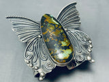 184 Grams!! Native American Navajo Green Turquoise Sterling Silver Butterfly Bracelet!-Nativo Arts