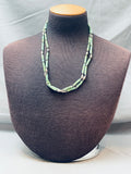 Rare Earlier Vintage Native American Navajo Green Turquise Heishi Sterling Silver Necklace-Nativo Arts
