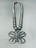 Cute Butterfly!! Vintage Native American Navajo Sterling Silver Necklace Old-Nativo Arts