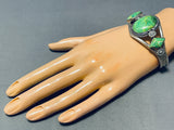 One Of The Most Beautiful Vintage Native American Navajo Gaspeite Sterling Silver Bracelet-Nativo Arts