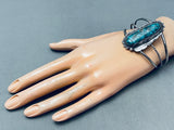 Rare Pilot Mountain Turquoise Vintage Native American Navajo Sterling Silver Bracelet-Nativo Arts