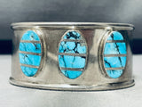 One Of Most Rare Vintage Native American Navajo Blue Diamond Turquoise Sterling Silver Bracelet-Nativo Arts