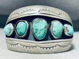One Of The Best Vintage Native American Navajo Turquoise Sterling Silver Shadow Bracelet-Nativo Arts