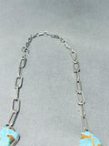Dropdead Fab Vintage Native American Navajo Turquoise Chunk Sterling Silver Necklace-Nativo Arts