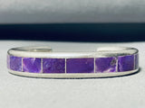 6 Inch Wrist Vintage Zuni Sugilite Sterling Silver Inlay Bracelet-Nativo Arts