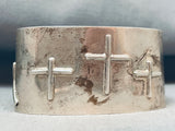 Wide Detailed Vintage Navajo Cross Sterling Silver Bracelet-Nativo Arts