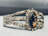 Early Very Old Vintage Native American Navajo Petrified Wood Sterling Silver Bracelet-Nativo Arts