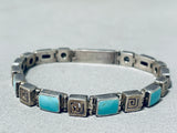 Superb Vintage Native American Navajo Blue Gem Squares Sterling Silver Link Bracelet-Nativo Arts