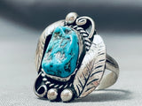 Tc Exceptional Vintage Native American Navajo Morenci Turquoise Sterling Silver Ring