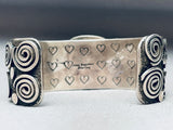 Heart & Petroglyph Vintage Native American Navajo Turquoise Sterling Silver Bracelet-Nativo Arts