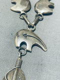 Gasp! Vintage Native American Navajo Sterling Silver Bear Feather Necklace-Nativo Arts