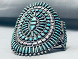 One Of Best Ever Vintage Native American Zuni Green Turquoise Sterling Silver Bracelet Cluster-Nativo Arts