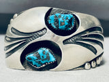 One Of The Coolest Silver Works Vintage Native American Navajo Sterling Turquoise Bracelet Old-Nativo Arts