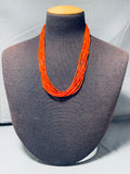 Fab!! Native American Navajo Coral Sterling Silver Necklace!-Nativo Arts
