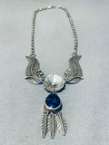 Gorgeous Vintage Native American Navajo Blue Abalone Sterling Silver Necklace-Nativo Arts