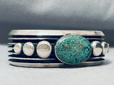 One Of Best Vintage Native American Navajo Green Spiderweb Turquoise Sterling Silver Bracelet-Nativo Arts