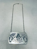 Detailed Vintage Native American Hopi Sterling Silver Bear Paw Necklace-Nativo Arts