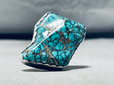 One Of The Craziest Vintage Native American Navajo Spiderweb Turquoise Sterling Silver Ring-Nativo Arts