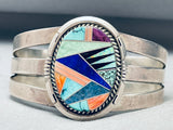 One Of The Best Vintage Native American Navajo Inlay Turquosie Sterling Silver Bracelet-Nativo Arts