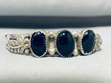 Eyecatching Vintage Native American Navajo Onyx Sterling Silver Bracelet-Nativo Arts