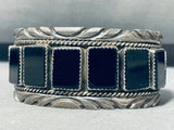Unique Vintage Native American Navajo Jet Sterling Silver Bracelet-Nativo Arts