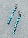 Very Long Vintage Native American Navajo Turquoise Nugget Sterling Silver Earrings-Nativo Arts