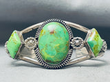 Stunning Vintage Native American Navajo Gaspeite Sterling Silver Bracelet