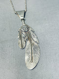 Sam Kee Vintage Native American Navajo Feather Sterling Silver Necklace!-Nativo Arts