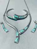 6 Inch Wrist Vintage Native American Navajo Turquoise Inlay Sterling Silver Necklace Bracelet-Nativo Arts