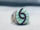 Amy Quandelacy Vintage Native American Zuni Synthetic Opal Sterling Silver Ring-Nativo Arts