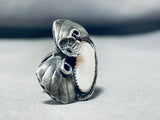 One Of The Finest Vintage Native American Zuni Signed Mother Of Pearl Sterling Silver Ring-Nativo Arts