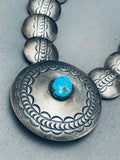 Charlie Bowie Rare Vintage Native American Navajo Turquoise Sterling Silver Necklace-Nativo Arts