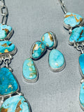 Dropdead Fab Vintage Native American Navajo Turquoise Chunk Sterling Silver Necklace-Nativo Arts
