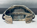 Very Early Huge Vintage Native American Navajo Olive Green Turquoise Sterling Silver Bracelet-Nativo Arts