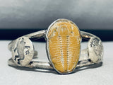 Trilobite Fossil!! Rare Vintage Native American Navajo Sterling Silve Rbracelet Cuff-Nativo Arts